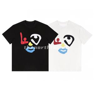 Diseño de lujo para hombre Camiseta con dibujos y letras dibujo grafiti cuello redondo manga corta Camiseta suelta Casual Top negro blanco