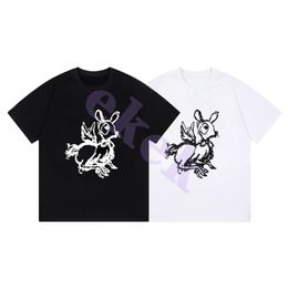 Diseño de lujo para hombre Camiseta Sketch Bambi Deer Print Manga corta Cuello redondo Camiseta suelta Transpirable Top Negro Blanco Tamaño asiático XS-L
