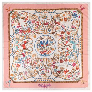 Vierkante vrouwen dierenprint sjaal joker roze bloemenvogel patroon sjaals dames stal foulard femme echarpe grote twill sjaals