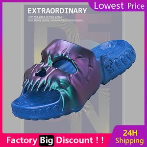 Design Men Skull Pantoues personnalisées Summer Summer Outdoor Fun Fun Bottom Of Beach Non-Slip Leisure Women Sandals 23 AC3F