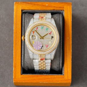 Design Mens Diamond-Strap Diamond Rainbow Cadran Automatique Saphir Montre-Bracelet 41mm Étanche Mécanique Luxe Montre Montre De Montre Watc Kmrl