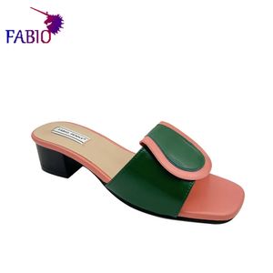 Ontwerp Multi-colour avondfeestje zomer 320 patchwork mode dames lage hakken slippers 240223 509