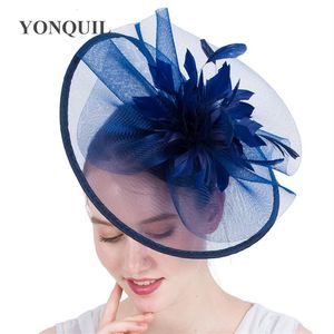 Design Navy plume fleur bandeau cheveux accessoires pour femmes royal ascot race fascinator grands chapeaux hatnator 17 couleurs disponibles S312q