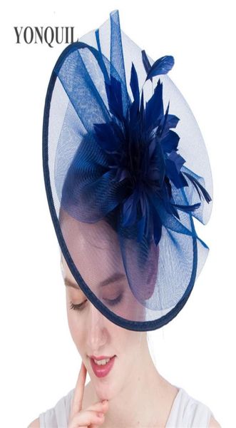 Accessoires de cheveux de bandeau de fleur de plume de marine de conception pour les femmes royal ascot race fascinator grands chapeaux hatnator 17 couleurs disponibles S8386953