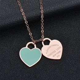 Diseño Nueva Marca Corazón Amor Collar Para Mujer Accesorios de Acero Inoxidable Circón Verde Rosa collares de diseñador Collar de Lujo Regalo de Joyería para Mujer