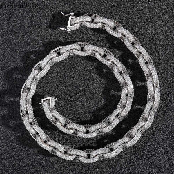 Conception O Forme 13 mm Gold plaqué Sterling Vvs Moisanite Iced Out Cuban Link Chain avec certificat GRA