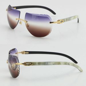 Ontwerp Originele Zwarte Mix Witte Buffalo Hoorn RICHTLUZE Zonnebril 8200763 C Decoration Diamond Cut Lens Zonnebril Dames Heren 18K Gouden Mannelijke en Vrouwelijke Eye Wegear Box