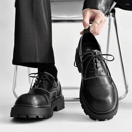 Chaussures en cuir pour hommes, Design Original décontracté, Style de rue, noir, tenue quotidienne, augmentant la hauteur, printemps 167, 2024