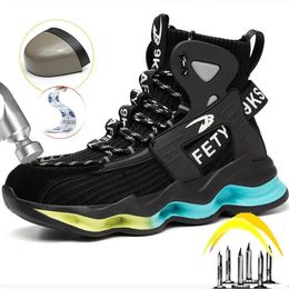 Design Safety Shoes Men Work Sneaker staal teen punctie proof high top laarzen mannelijke lichtgewicht 240429