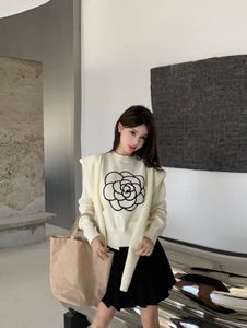 Ontwerp matrozentruien puur wit borduurpatroon sjaal comfortabele ronde hals om alle warme korte meisjes vrijetijdskleding te dragen Katoenen trui pullover tweedelig