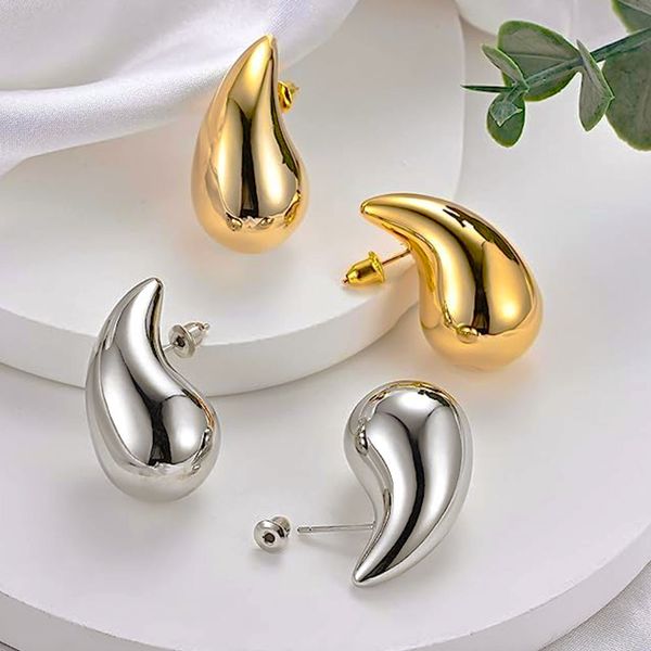 Boucles d'oreilles design sensibles pour femmes avec piments et cornes de vache, boucles d'oreilles gourde personnalisées plaquées or 18 carats en forme de gouttelette d'eau creuse