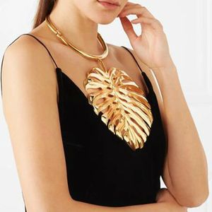 Collier de déclaration de conception pour femme Vintage Maxi grande feuille pendentif bijoux clavicule Collier Collares Mujer accessoires 231225