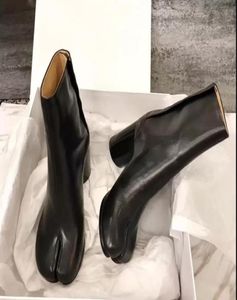 Design Tabi Boots Split Toe Chunky High Heel Leather Zapatos Mujer Fashion Autumn Women Shoes Botas4023382