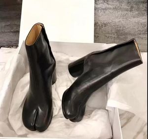 Design bottes tabi toe divisé orteil chunky talon haut en cuir zapatos mujer mode automne chaussures botas5483304