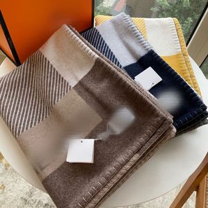 Design Throw Dekens Real Wool Cashmere bewegwijzering Dikke deken klassiek patroon met logo groot formaat gedurende vier seizoenen