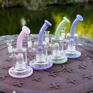 4 colores Dome Perc Vidrio grueso Bong Hookahs Rueda Filtro Embriagador Aceite de vidrio Dab Rigs 14Female Joint Bongs Birdcage Percolador Splash Guard Tubos de agua con tazón DHL20091