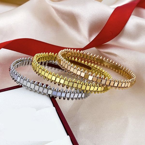 Bracelet Design en acier et titane pour femmes, bijoux d'amour, cadeau, taille 17, à la mode, en argent plaqué or et Rose