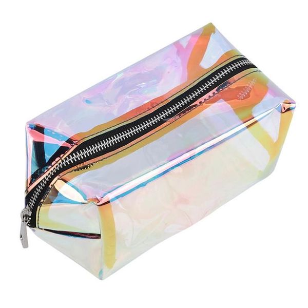 Sac à cosmétiques Design pour femmes, étui de maquillage Laser, pochette transparente de rangement de beauté, sacs transparents en gelée, Cases230p