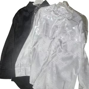 Design Fabric pour femmes en satin Tourne vers le collier Logo Impression de chemise de chemise en tissu brillant