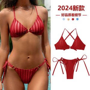 Design Women S Split Bikini Two Piece Sexy Sexy Jacquard Lace Up Swimsuit