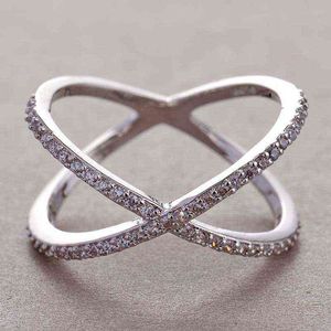 Conception x forme croix anneau femme mode Micro pavé Cz cristal anneaux signe infini femmes anneaux pour fille cadeau