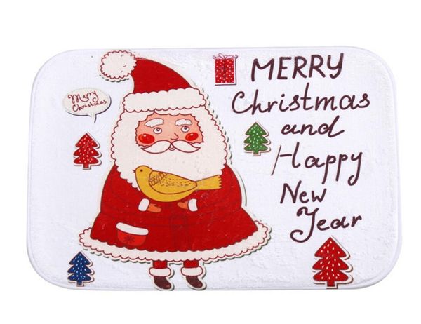 Design2 40*60 cm Santa Claus alfombras de baño navideñas alfombras antideslizantes alfombra de lana Coral para baño dormitorio felpudo en línea