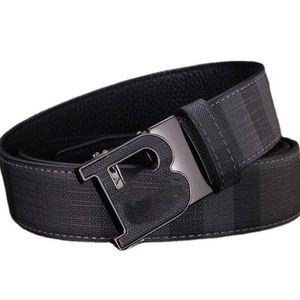 Ceinture Designe pour hommes, nouvelle famille b, tête automatique en cuir gaufré, polyvalente, Business Polly pour jeunes hommes, 2024