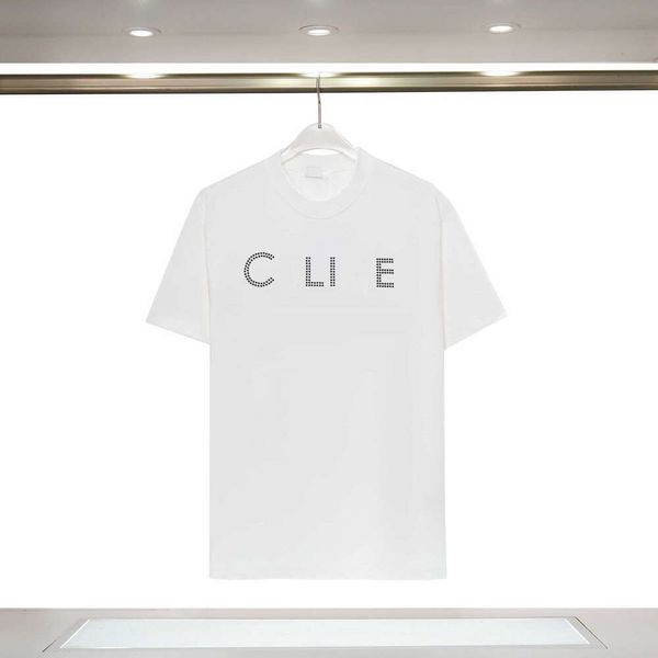 Designe Casual Fashion Wear Celins Classic 2023 Printemps / Été Nouveau T-shirt à manches courtes avec lettre perlée 3D, les hommes et les femmes peuvent styler haut de gamme