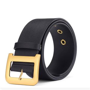 Designe Ceintures en cuir véritable Hommes Femmes Mode Simple Ceinture Femmes Large 5 5cm Grande Lettre Or Boucle Ceinture Pour Fille No Box2322