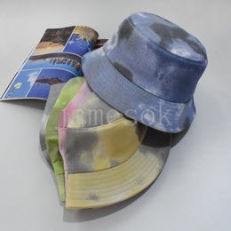 Ontworpen acrylvisser Cap Outdoor Sun Protection Embet Hat Cap Custom Logo Tie Dye Bucket Hat DF176