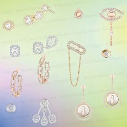 Diseñador 1: 1 Pendientes de la serie Messiks de alta calidad para mujeres American Popular Romántico Single Diamond Sliding Asimétrico Clip de orejas Regalo de joyería de boda