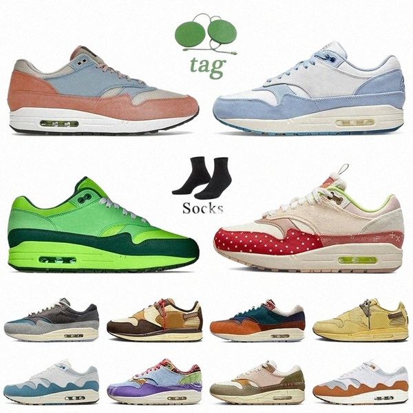 Designer Max 1 Hommes Femmes Chaussures De Course 1s Patta Aqua Noise Noir Gris Monarch Night Maroon Baroque Brown Cave Stone Saturn Gold London White Gum Baskets De Sport Pour Hommes