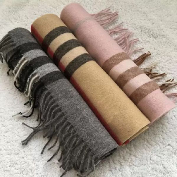 Créateur 100% cachemire écharpe luxe hiver femmes et hommes longue écharpe qualité Bandeau mode classique Pashmina plaid imprimé Bure ultra doux berry avec logo