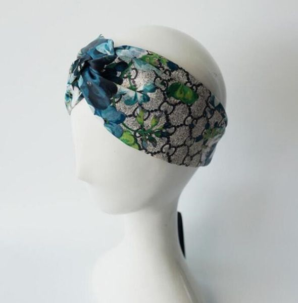 Diseñador 100% Silk Cross Headband Women Girl Elastic Hair Bands Retro Turban Headwaps Regalos Flores Orquídeas de colibrí AAA888