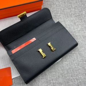 Designer 10A Design de luxe classique long portefeuille homme femme haut portefeuille en cuir lettre en métal boucle sac à main couleur pure porte-carte de crédit