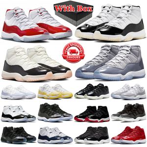 Air Retro 11  11 s Cap et robe Hommes Chaussures de basket-ball Concord 45 Platinum Tint Gym Rouge UNC Barons Baskets Sports Sneakers Taille 36-47