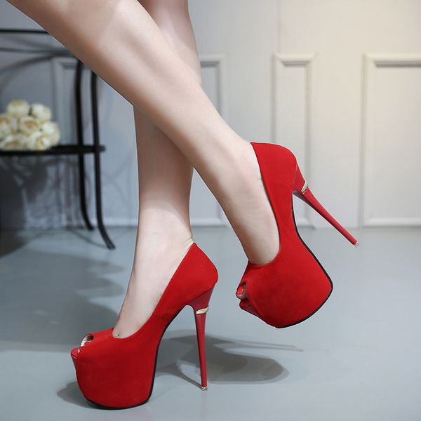 Designer-16cm Ultra High Heel Peep Toe Platform Bombas de dama de honor zapatos de boda lavanda rosa negro tamaño 35 a 40