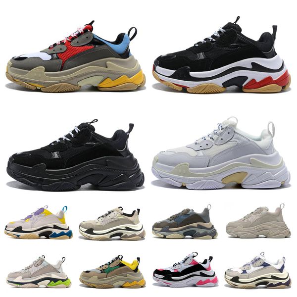 Designer 17FW Triple S Hommes Femmes Casual Chaussures Baskets Plateforme Tan Semelle Transparente Noir Blanc Gris Rouge Rose Bleu Royal Neon Green Baskets De Sport Chaussure De Sport 36-45