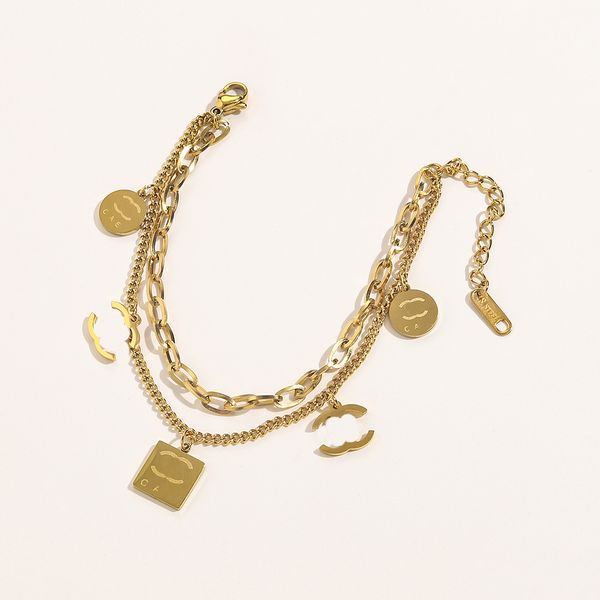 Diseñador 18K Pulsera de cadena de oro Marca Love 2023 Nuevo estilo Pulsera de lujo Letra V Logo Pulsera Fiesta Regalo de boda Joyería de acero inoxidable al por mayor