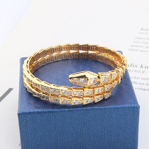 Ontwerper 18K GOUD GOLDE SNAKE Bangle armbanden voor vrouwen Men Charm Infinity Diamant Tennis Cuff armbanden Luxe sieraden Modefeest Huwelijksgeschenken Paar meisjes