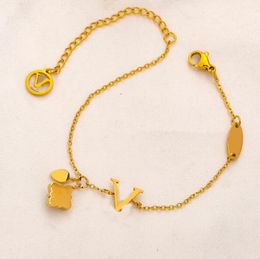 Designer 18K Gold Plating Chain Bracelets Célèbres Hommes Femmes Marque Lettre En Acier Inoxydable Plaqué Bracelet Incrusté Cristal Bracelet Amoureux Mode Bijoux Accessoires