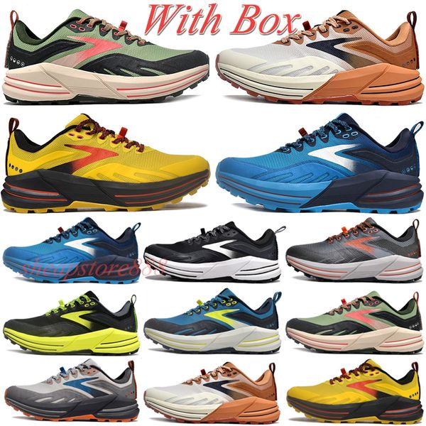 Con Box Brooks New Casual Shoes Designer 16 Running Shoes Men for Women Triple Black Ebony Nightlifeyellow Naranja Entrenadores de naranja Glycerin Cascadias 36-45