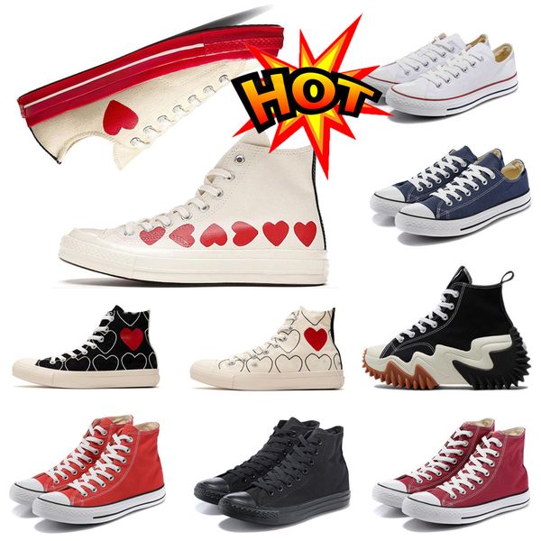 Diseñador 1970 zapatos de mujer Corazón rojo Años 70 Ojos grandes Chuck Hearts Años 70 Skate Zapatos de plataforma gruesa Material de lona clásico Zapatillas de deporte para hombre Tamaño 35-44