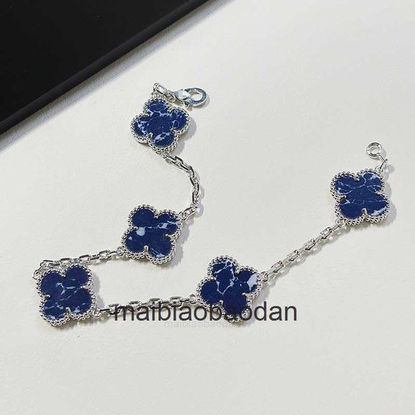 Designer 1to1 Bangle Luxury Jewelry Hot Sell Sell Fanjia 925 Silver Blue Peter Stone Bracelet Flower Bracelet Popular Clover