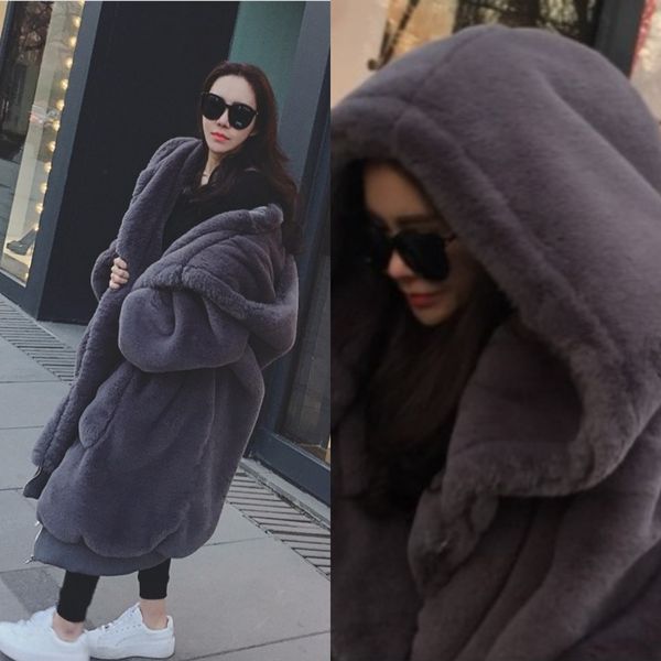 Designer 2019 Gris Mode Femmes Fourrure Longue Châle À Capuchon Cape Noire Cape Wrap Mariée De Soirée De Mariage Cape pour Manteau D'hiver De Haute Qualité