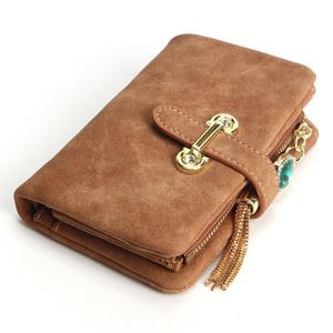 Designer-2019 New Fashion Women Wallet DrawString Nubuck Leather Zipper Wallet's Short Design Purse Purse Retro Retro Pild