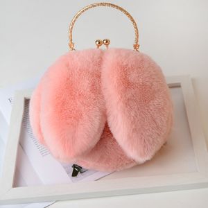 Designer-2021 hiver imprimé léopard sacs à bandoulière laine métal handel fourre-tout décontracté pluash belles oreilles de lapin sacs de fourrure drop shopping