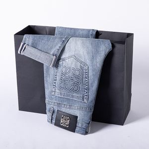 Designer 2023 Printemps / Été Hommes Bleu Jeans Classique Brodé Leggings Élastique Casual Pantalon Long Lavé Droit