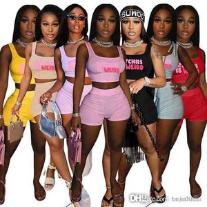 Designer 2023 Summer Women Tracksuits Tweede stuk Short Set Ladies Letters Printed Vest en Shorts Sports Suits Yoga Outfits