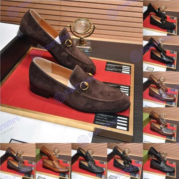 Hight Quality Men Round Toe Office Shoe Designers Moafers G Sapatos Original Casamento Paty Luxuoso Vestido Sapatos Genuíno Sapato de Couro Clássico Elegante Guccii Mocassins